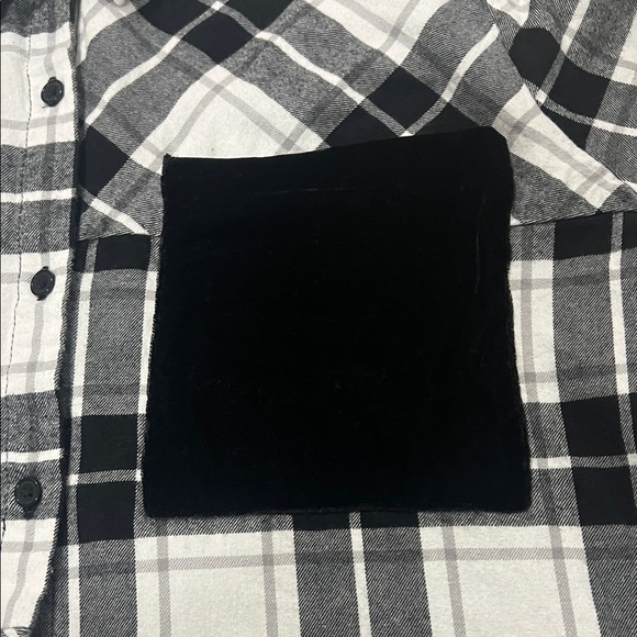 Cato Black and White Plaid Flannel Button Down Shirt - Picture 3 of 5